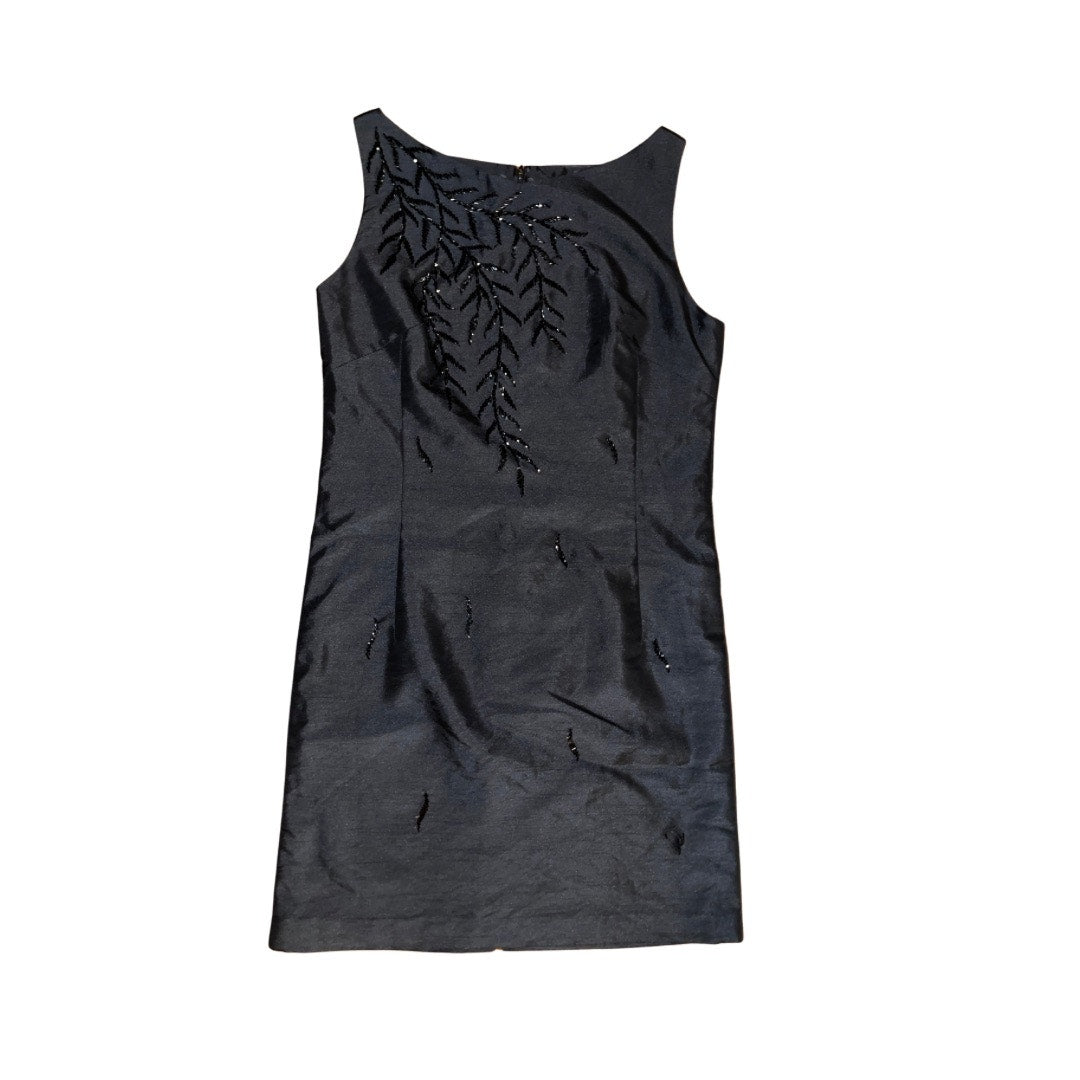 Black Evening Sequin sleeveless high round collar dress