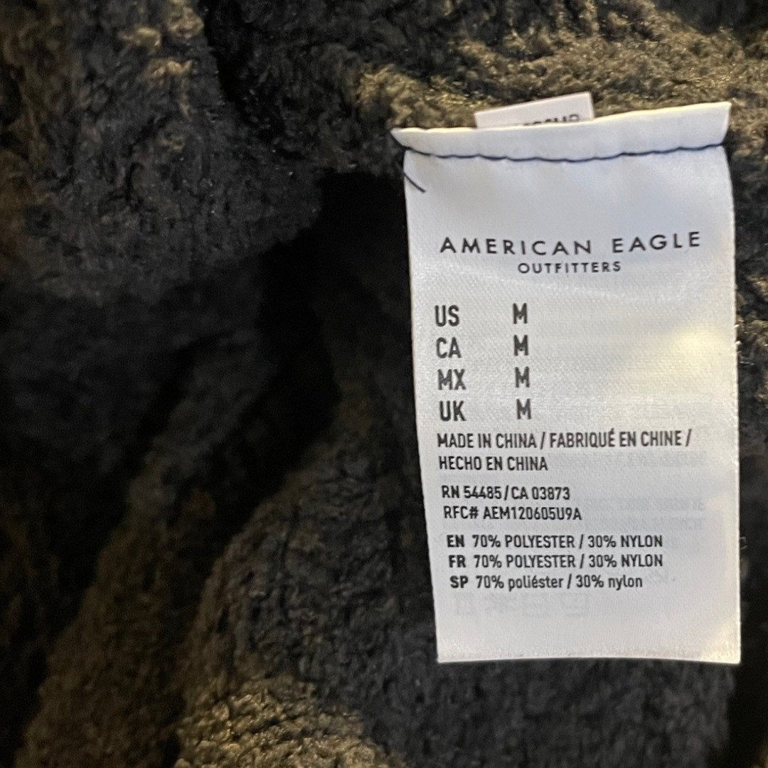 American Eagle Gray Open Front Chunky Knit Cardigan Pockets Size Medium