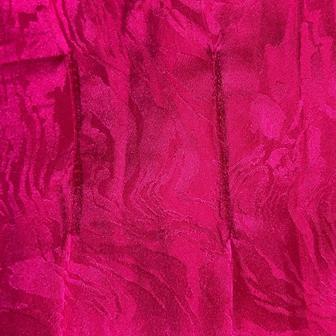 Adrianna Papell Vintage 100% Silk Hot Pink Front Button Up Midi Dress Size Small