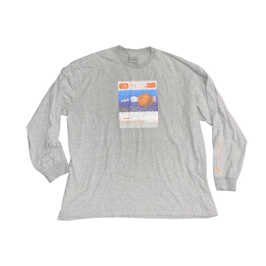 Vintage Gray Nike Research Lab Velocity Basketball Long Sleeve T-Shirt Size XXL