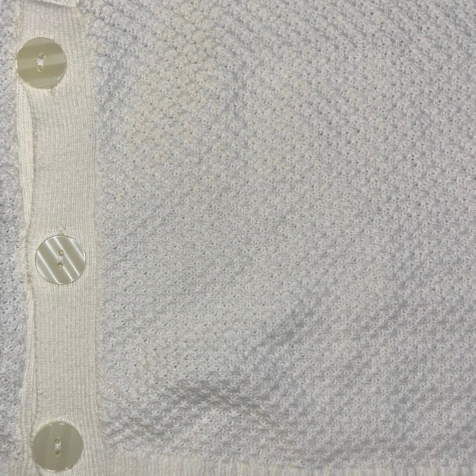 Ann Taylor Factory Ivory Button Trim Long SLeeve Waffle Knit Sweater Size Large