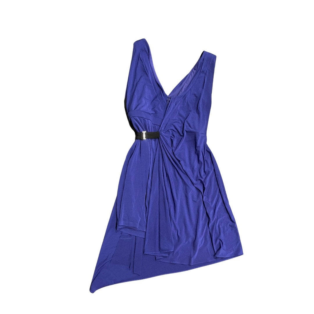 BCBGMAXAZRIA Dress Eda Blue Jersey Faux Wrap Party career size 4