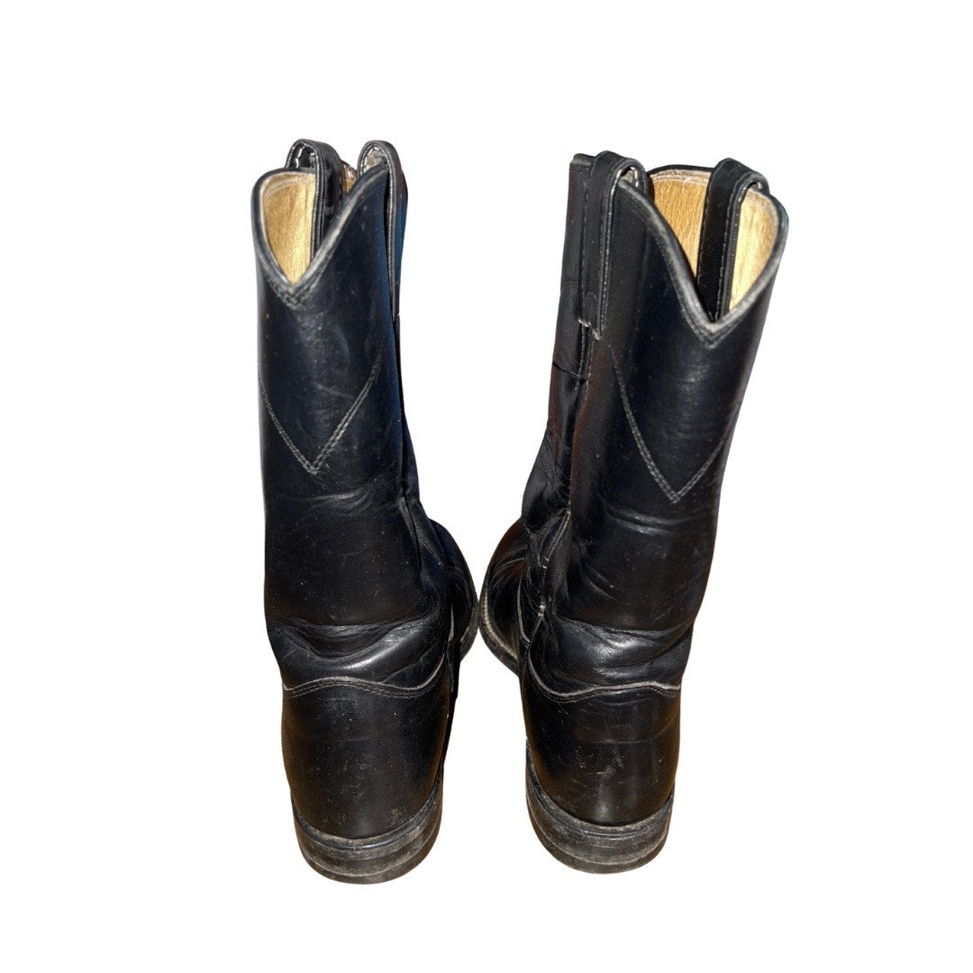 Vintage Justin Roper Style Cowboy Cowgirl Western Boots Diamond J Black Size 6
