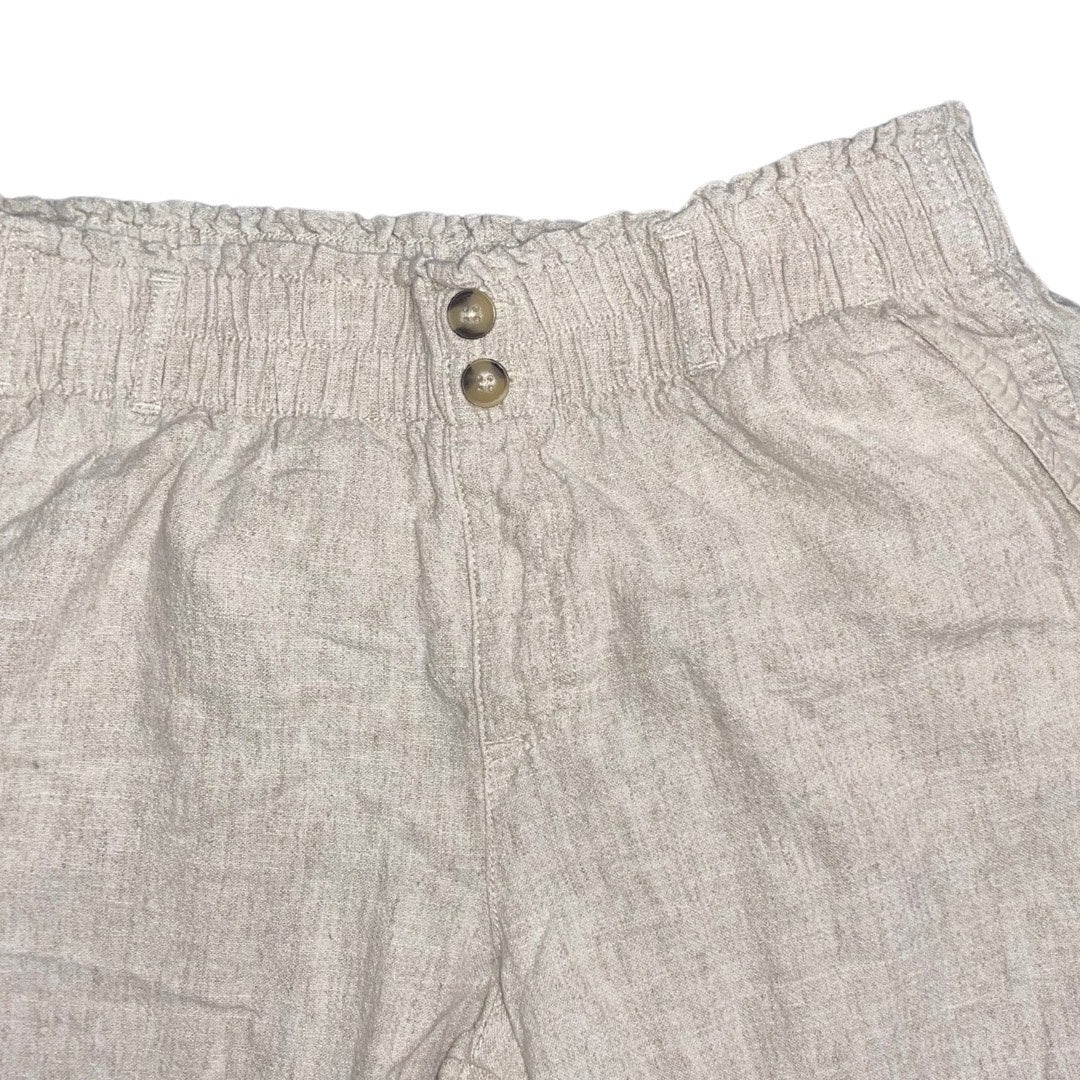 Briggs Womens Pants Elastic Waist Straight Leg Pull on Linen Blend Size Medium