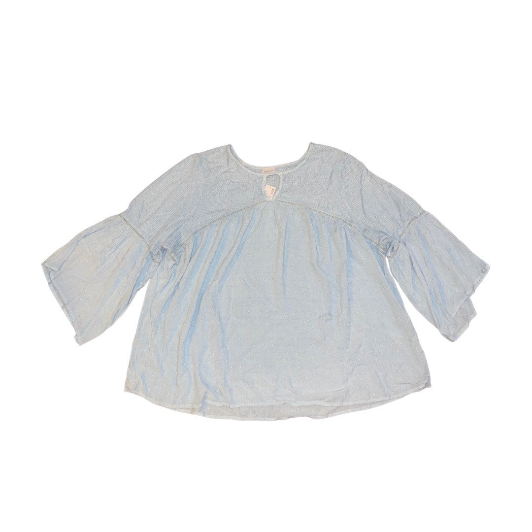 Avenue Light Blue Babydoll Blouse Women Top Plus Size 26/28 Boho NWT