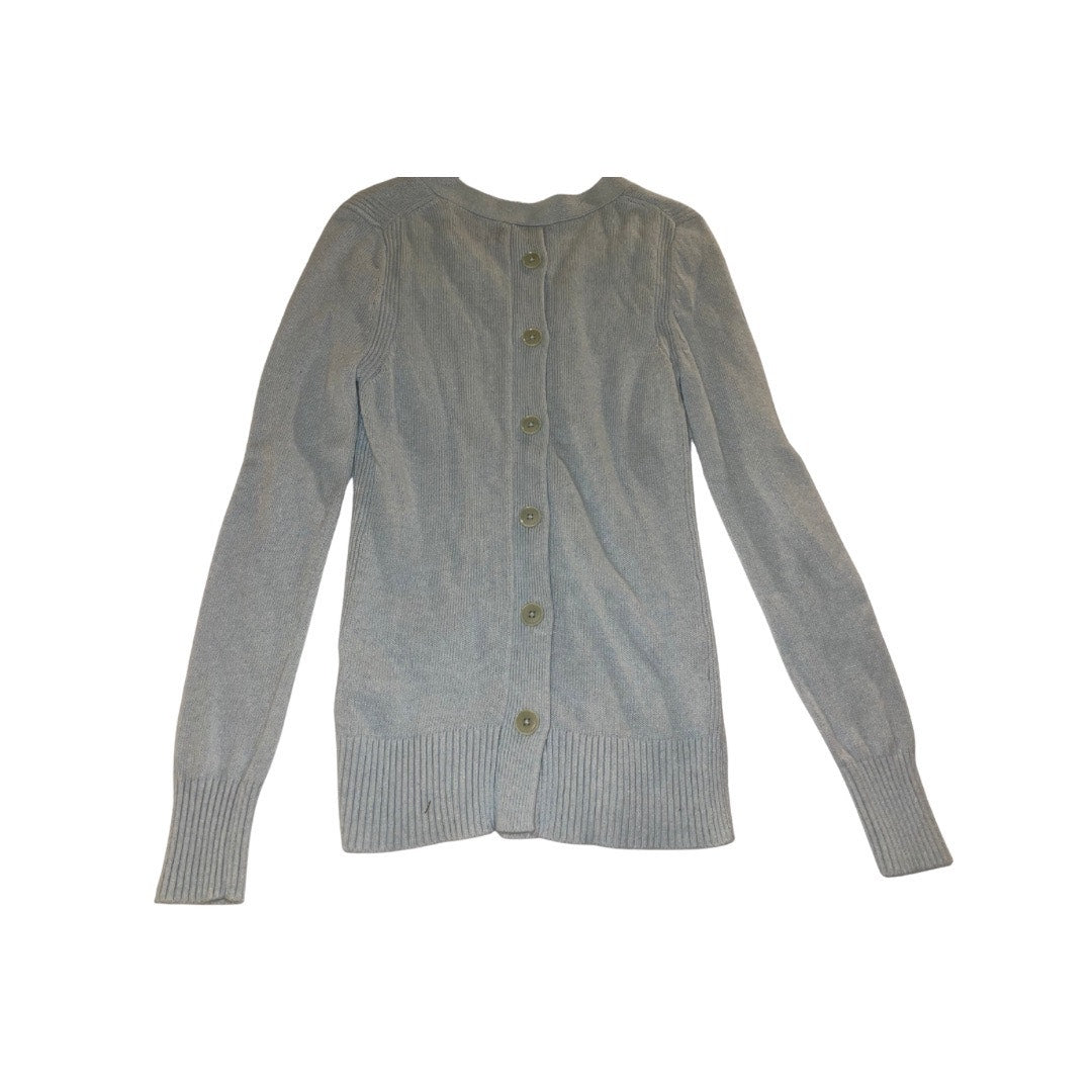 Banana Republic Sky Blue Fine Italian Yarn V-neck Sweater Back Buttons Blend Size XS