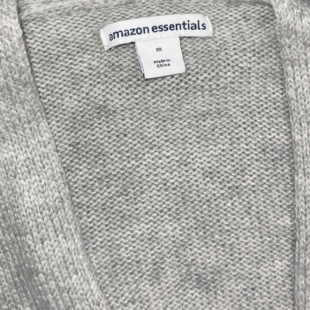 Amazon Essentials women's long Sleeve jersey stitch open cardigan gray size medium