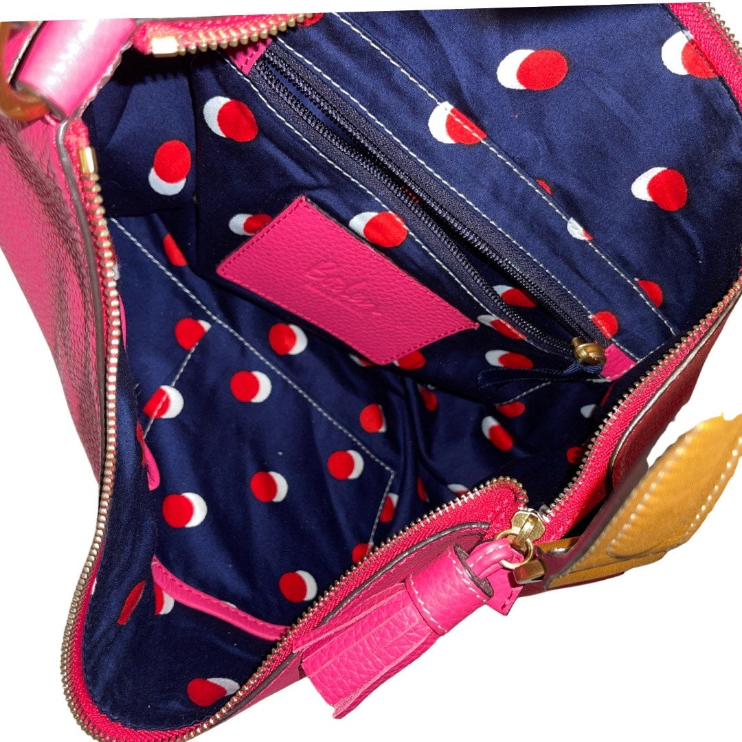 Boden Renee Shoulder Bag Bright Pink Soft Pebbled Leather Purse