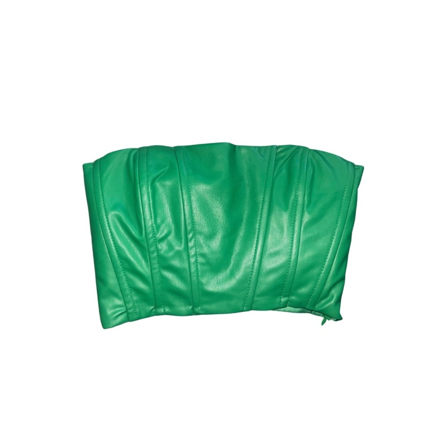 Zara Green Faux leather corset strapless top