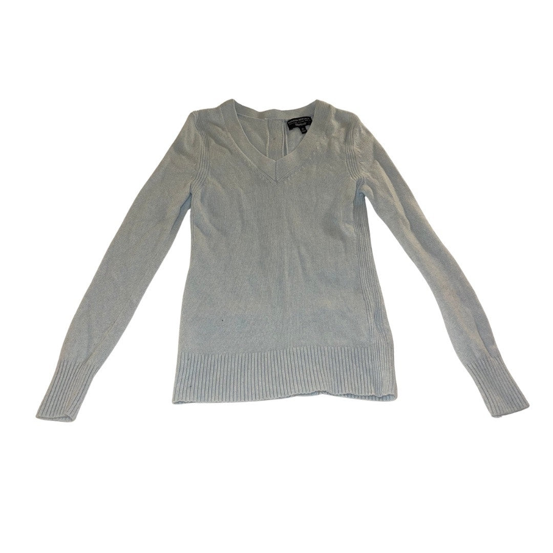 Banana Republic Sky Blue Fine Italian Yarn V-neck Sweater Back Buttons Blend Size XS