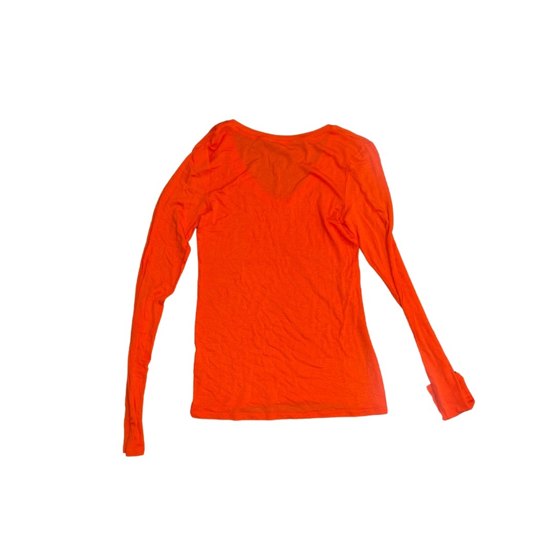 BCBGMAXAZRIA Orange V-neck Fitted Long Sleeve Shirt Lightweight Size L
