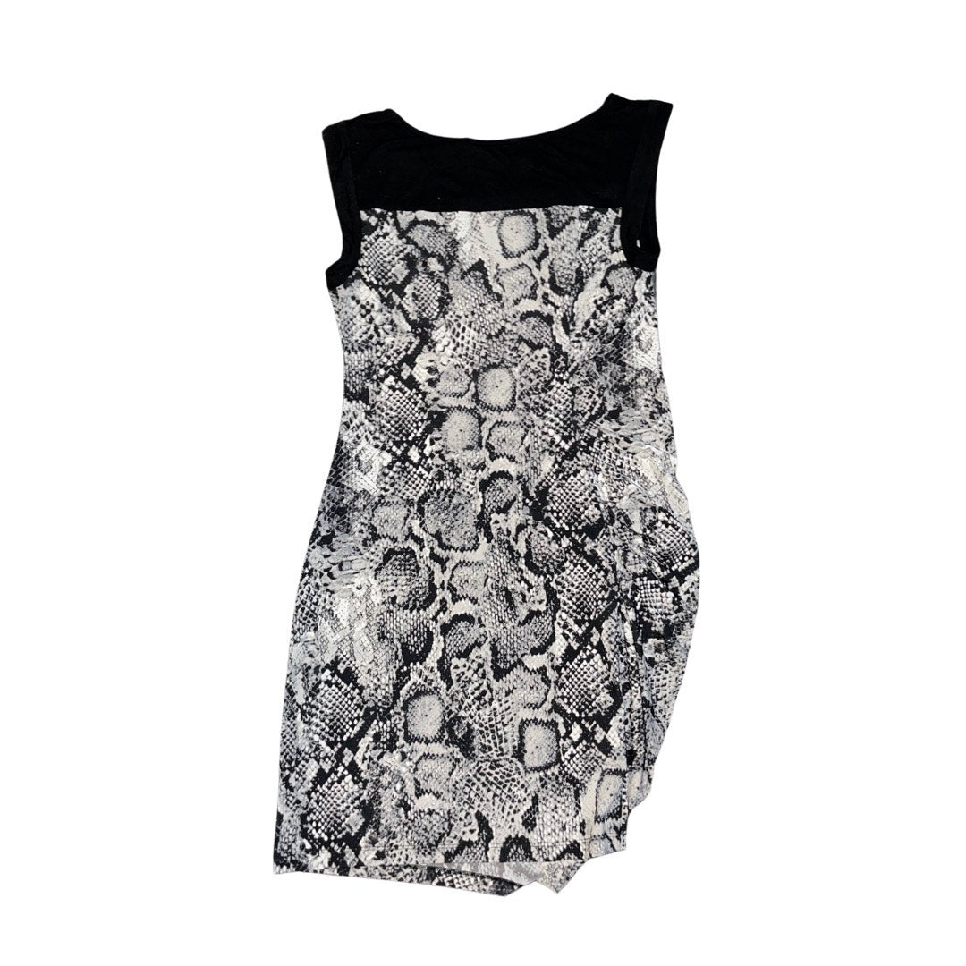 BCBGMAXAZRIA Delia Snake Print Dress Cap Sleeve Side Ruching Size 2