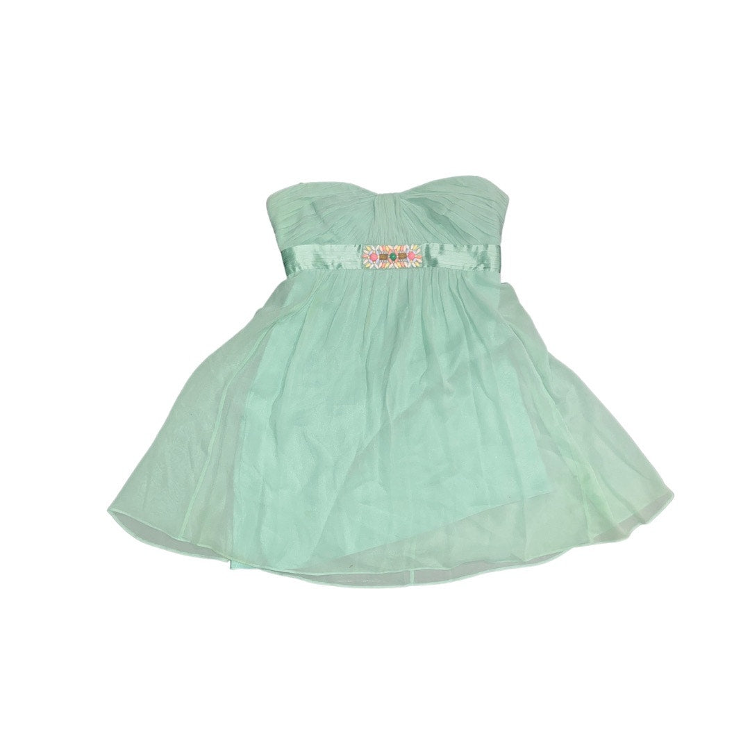 BCBGMAXAZRIA Green Pastel Chiffon Silk Mini Dress Strapless Party wedding prom