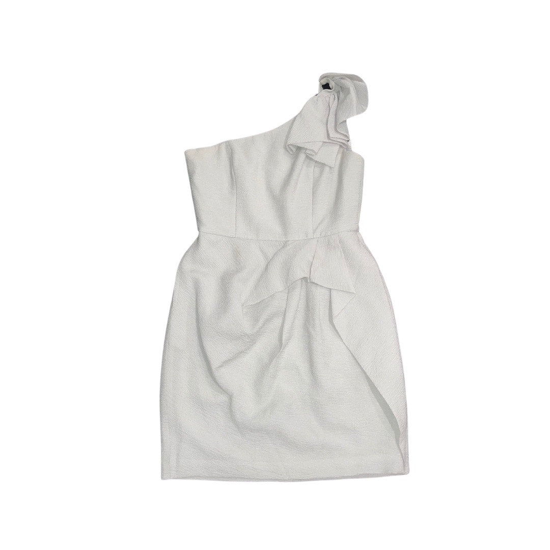 BCBGMAXAZRIA Dress Silver Audrey one shoulder mini dress prom wedding size 6