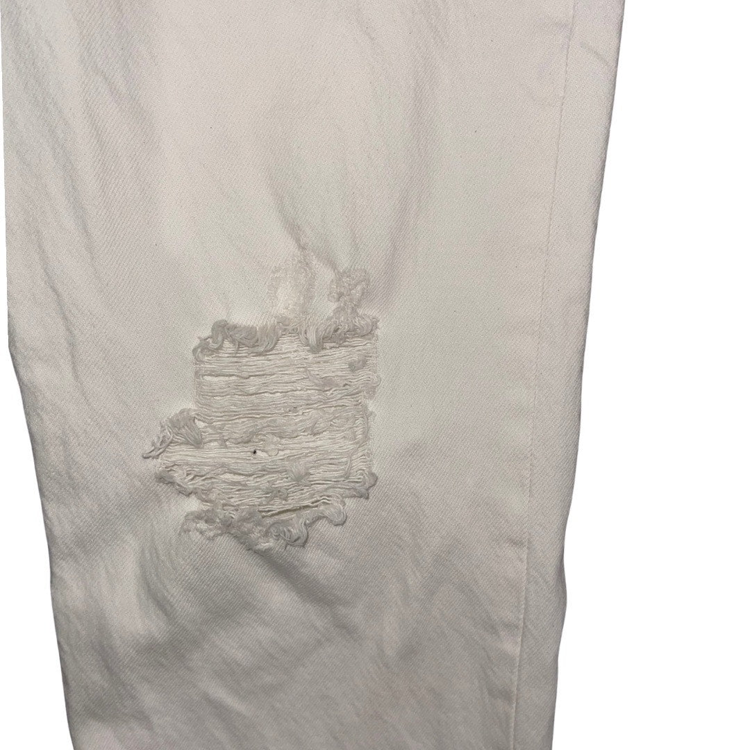 Women Levi's 501 Button Fly White Distress Denim Jeans Pants Size 31x32