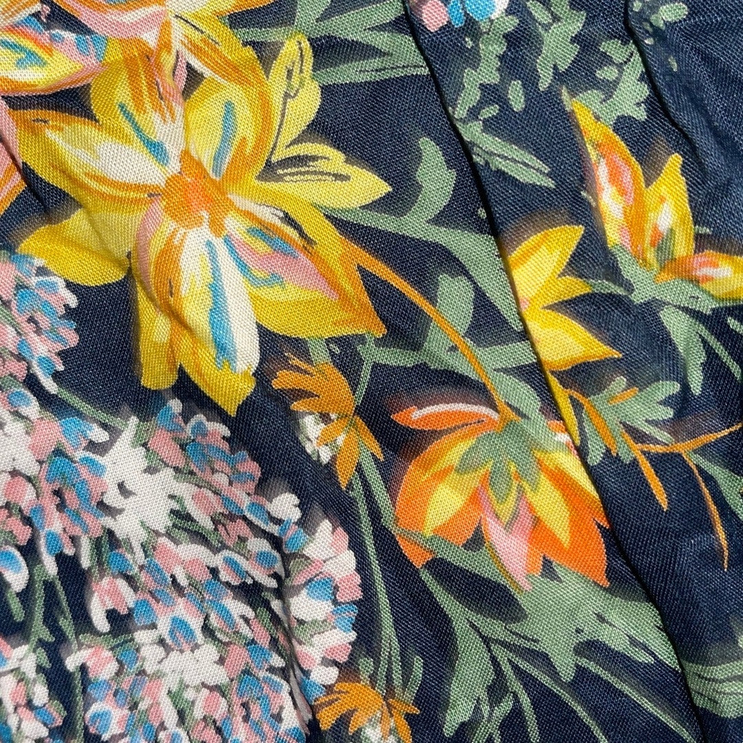 Zara Basic z1975 Floral Flare Dress Bell Sleeve Empire Waist Size Large