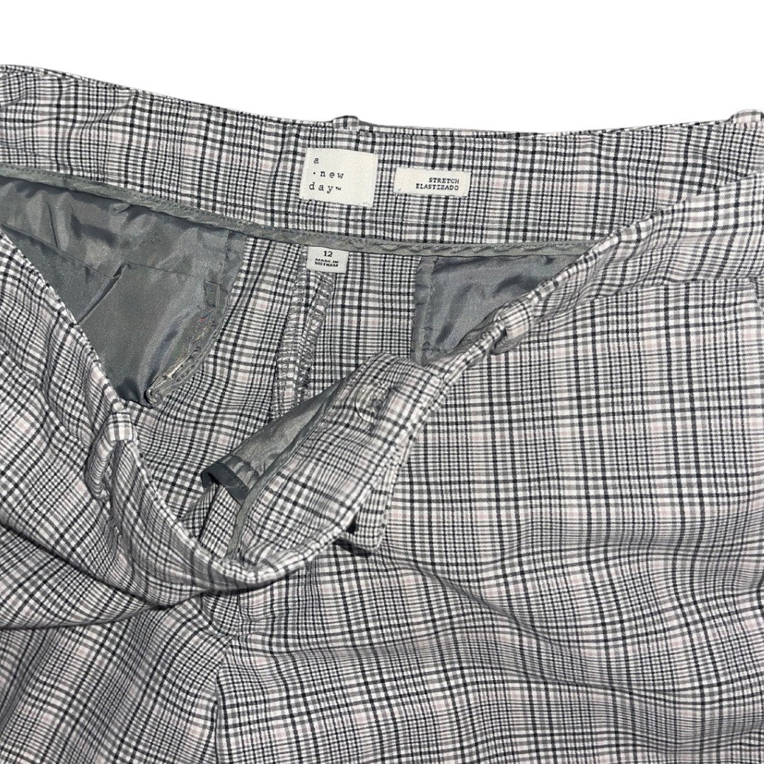 A New Day Plaid Women's Plaid Wide Leg Cropped Trousers Stretch Pants preppy academia