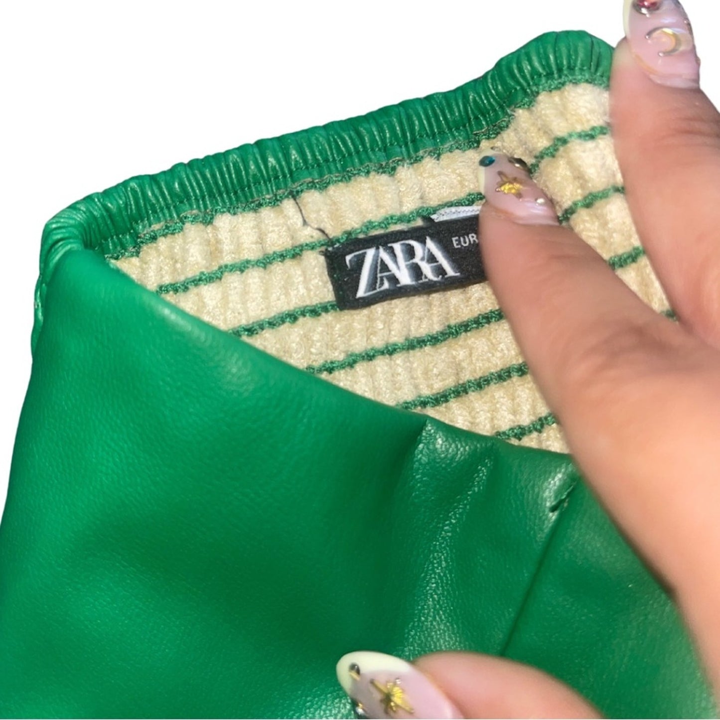 Zara Green Faux leather corset strapless top