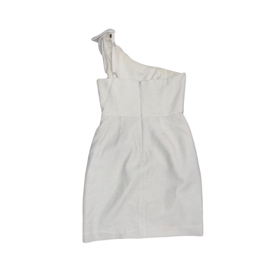 BCBGMAXAZRIA Dress Silver Audrey one shoulder mini dress prom wedding size 6