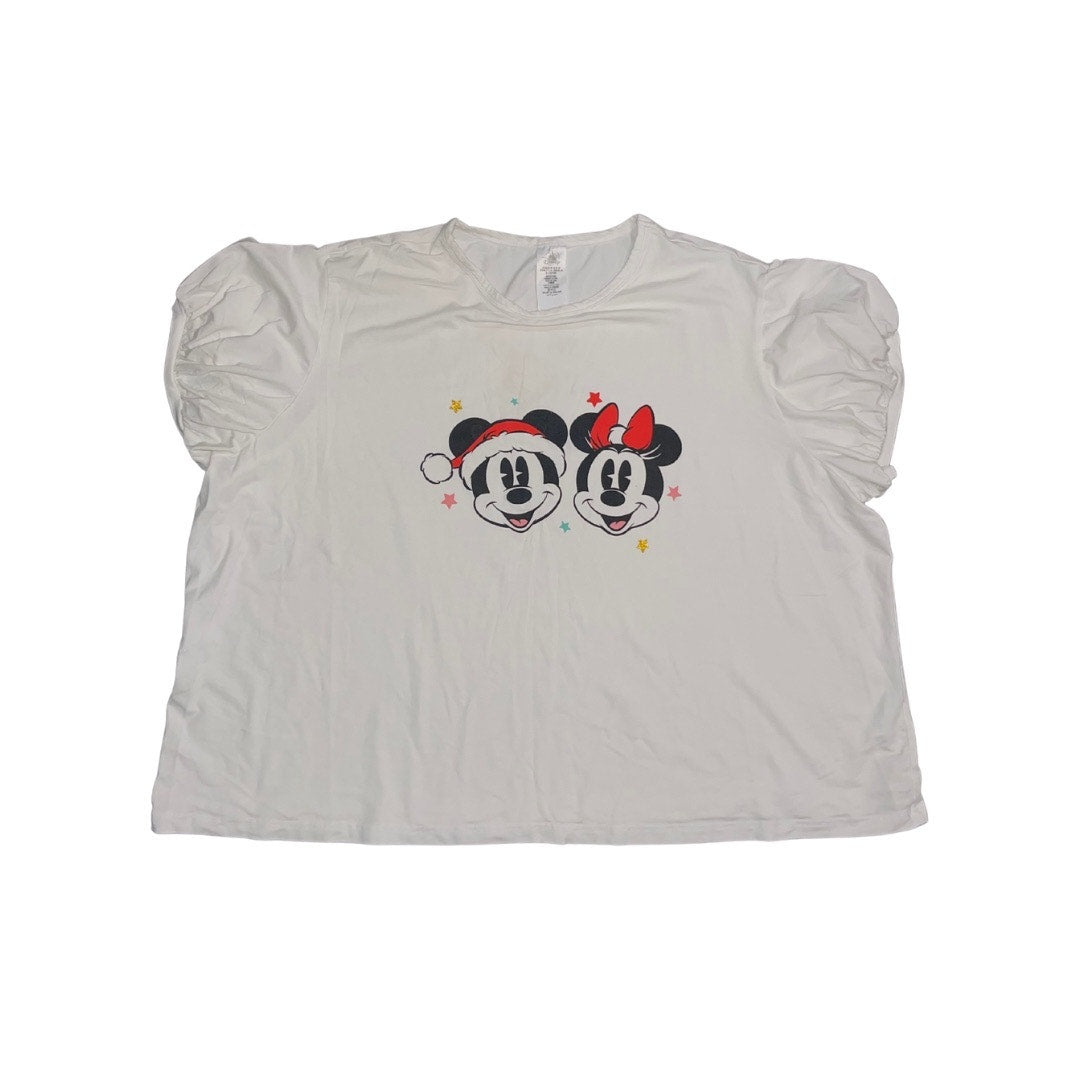 Disney Parks Christmas Mickey Minnie Puffy Sleeve T-Shirt Plus 3X Disneyland
