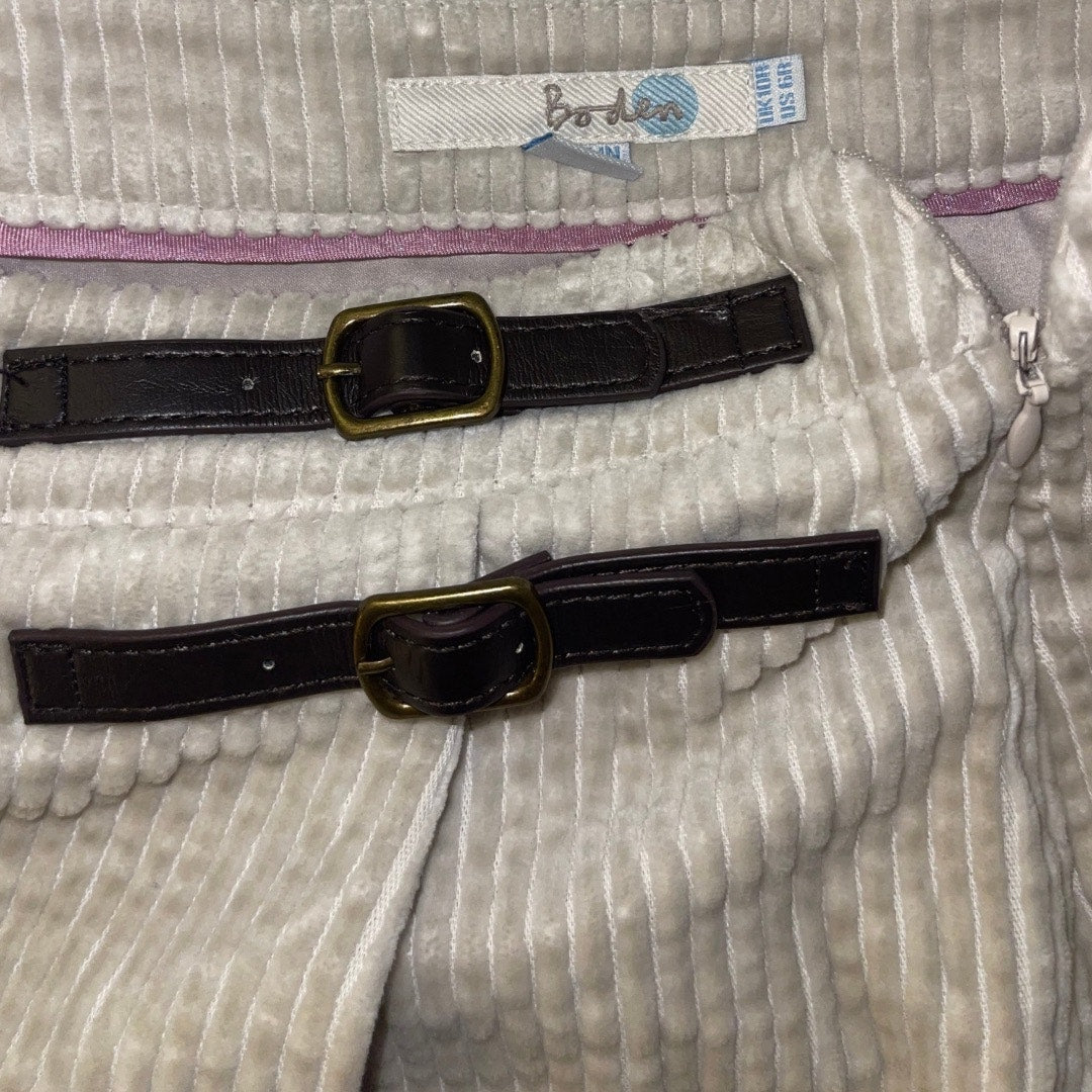 Boden Corduroy Pleated Short Skirt Leather Faux Belt Preppy Academia Size 6R