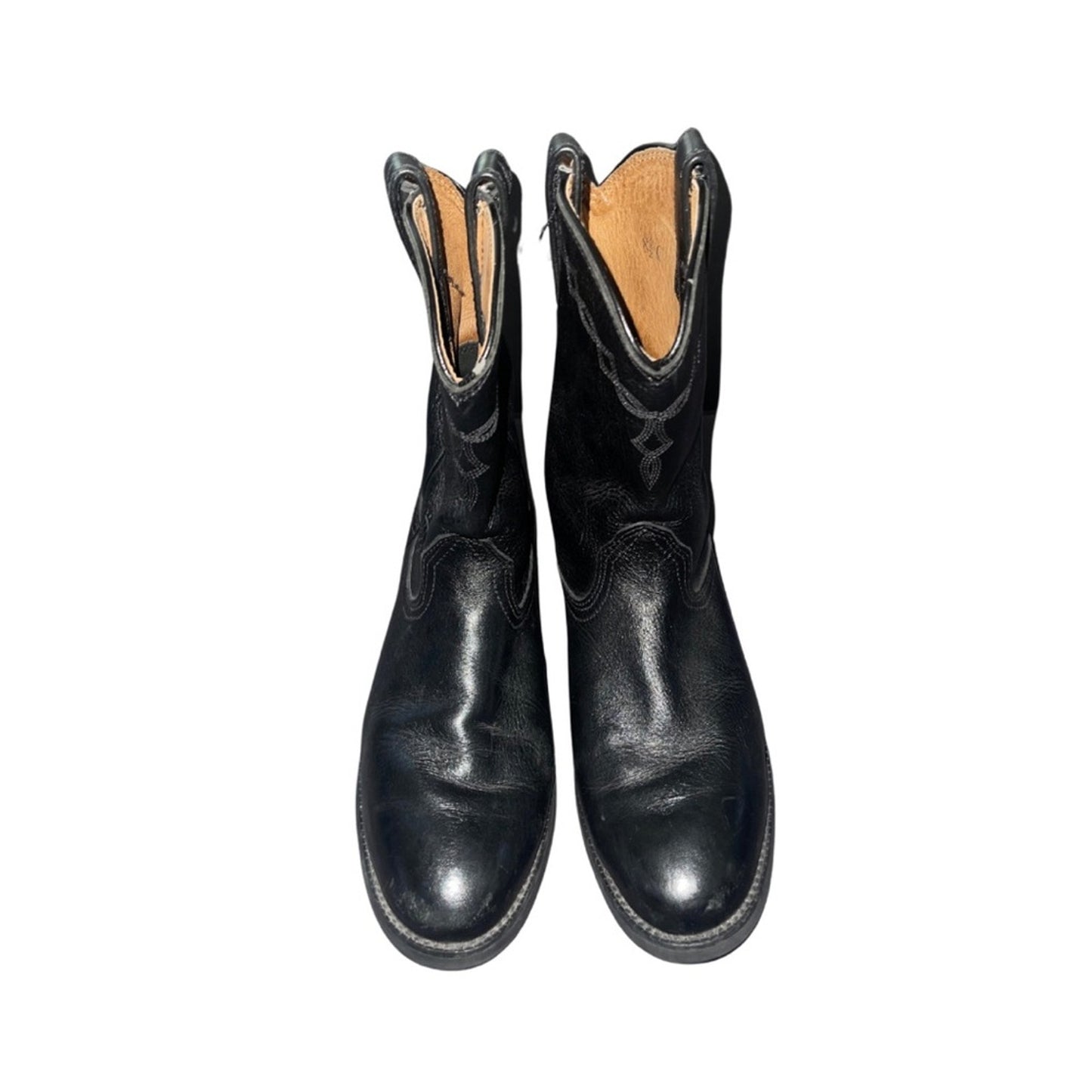 Ariat Mens Black Heritage Roper Grain Leather Western Cowboy Boots size 8.5