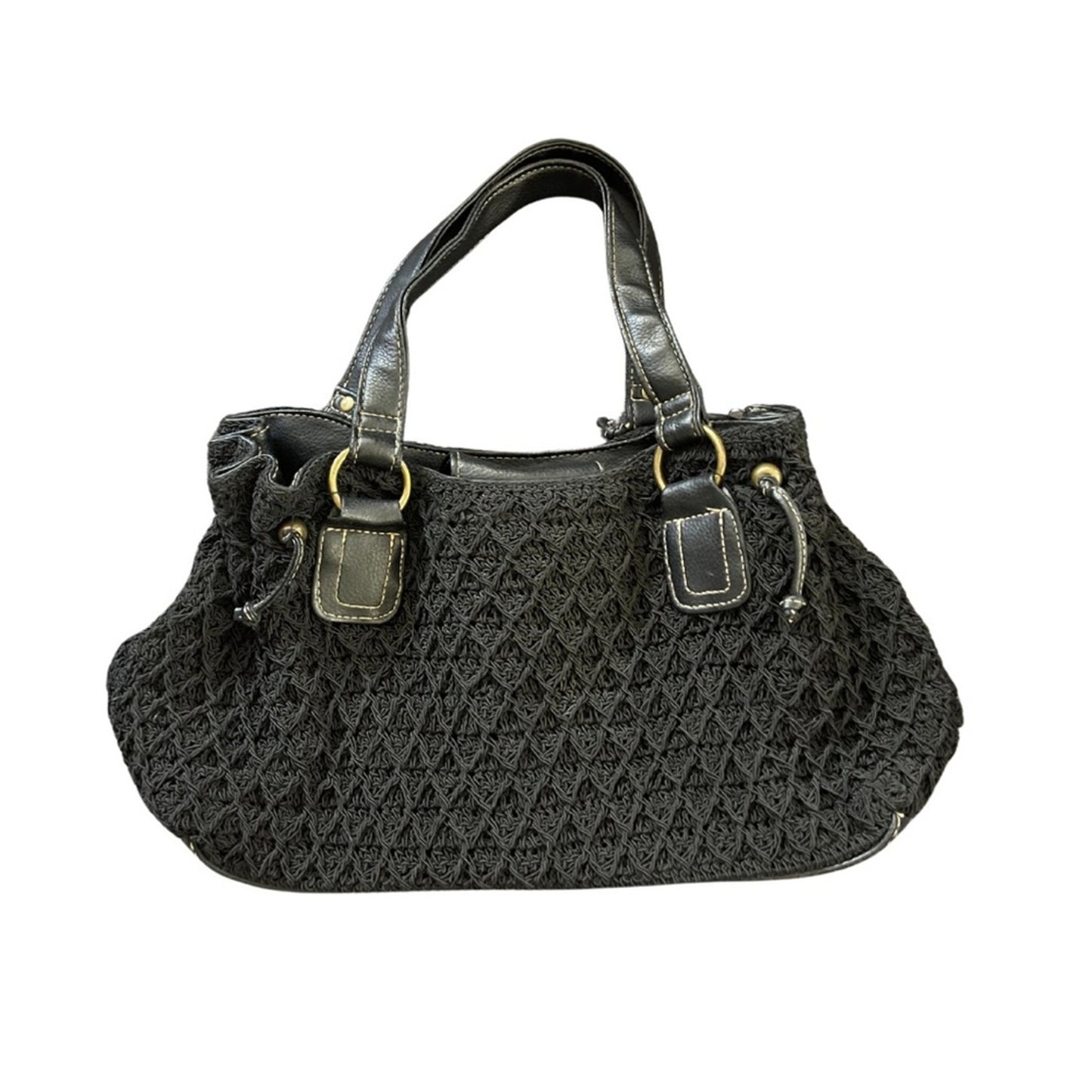 Black Attention crochet knitted like handbag purse with boho vibe