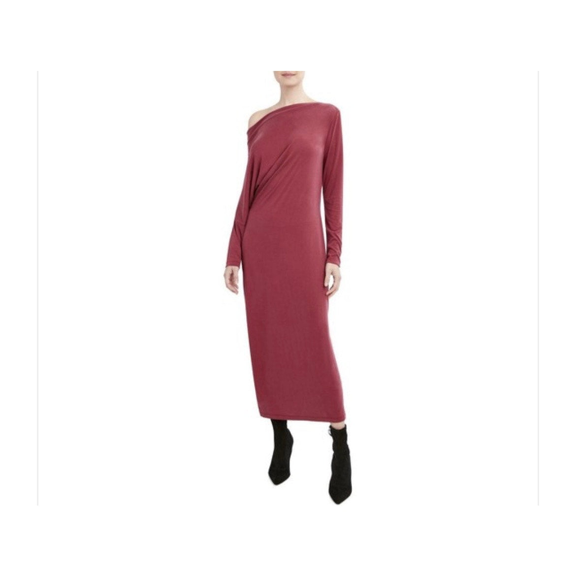 BCBGMAXAZRIA Slouchy off the shoulder asymmetrical fitted midi Dress Size L