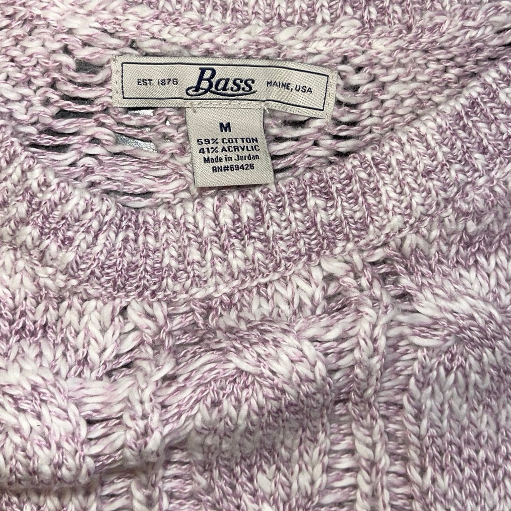 Bass Women Sweater Lavender Open Wave Knit Size M