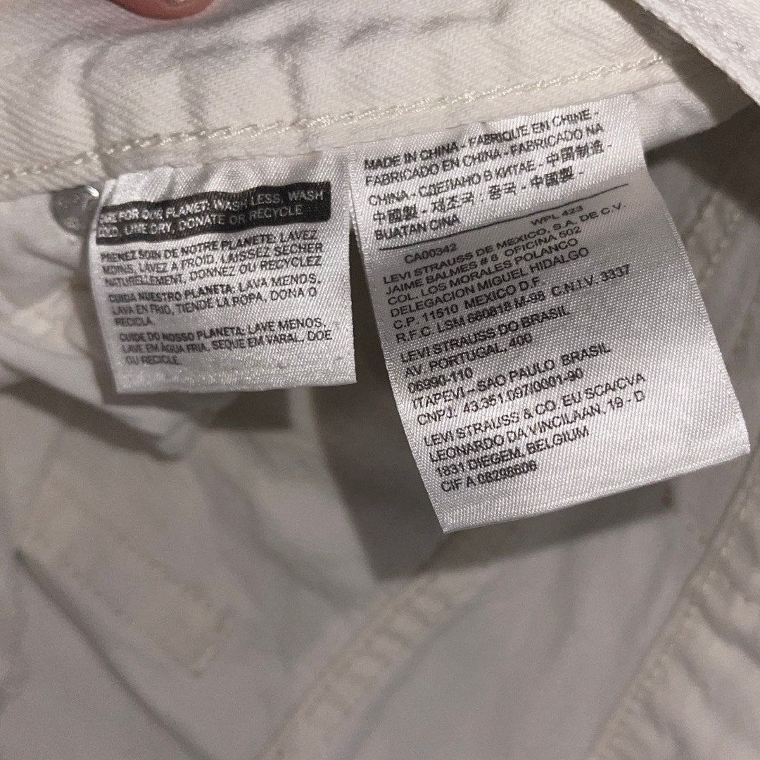 Women Levi's 501 Button Fly White Distress Denim Jeans Pants Size 31x32