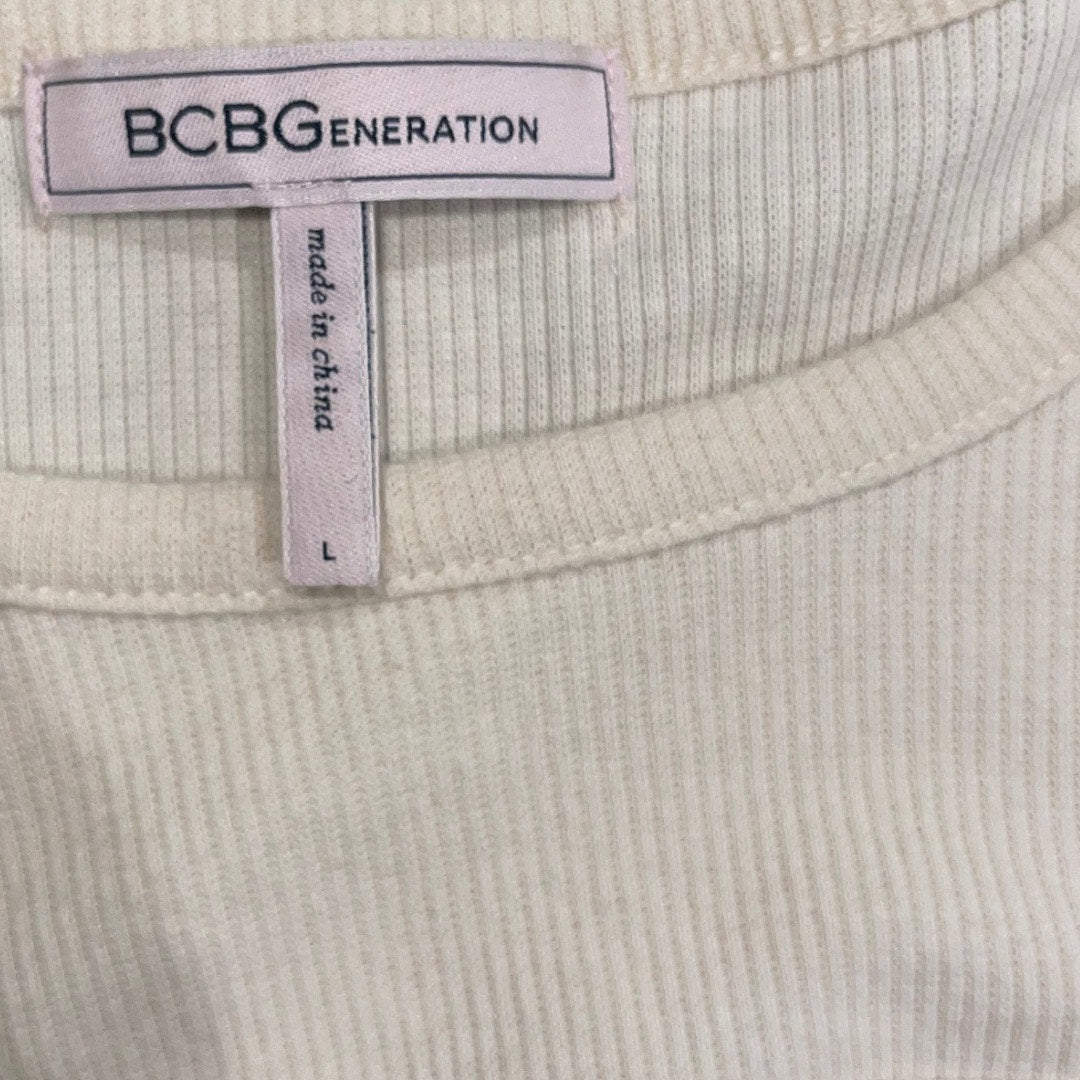 BCBGeneration fitted Long Sleeve Ribbed Cut Out Shirt Top Y2K Size Large