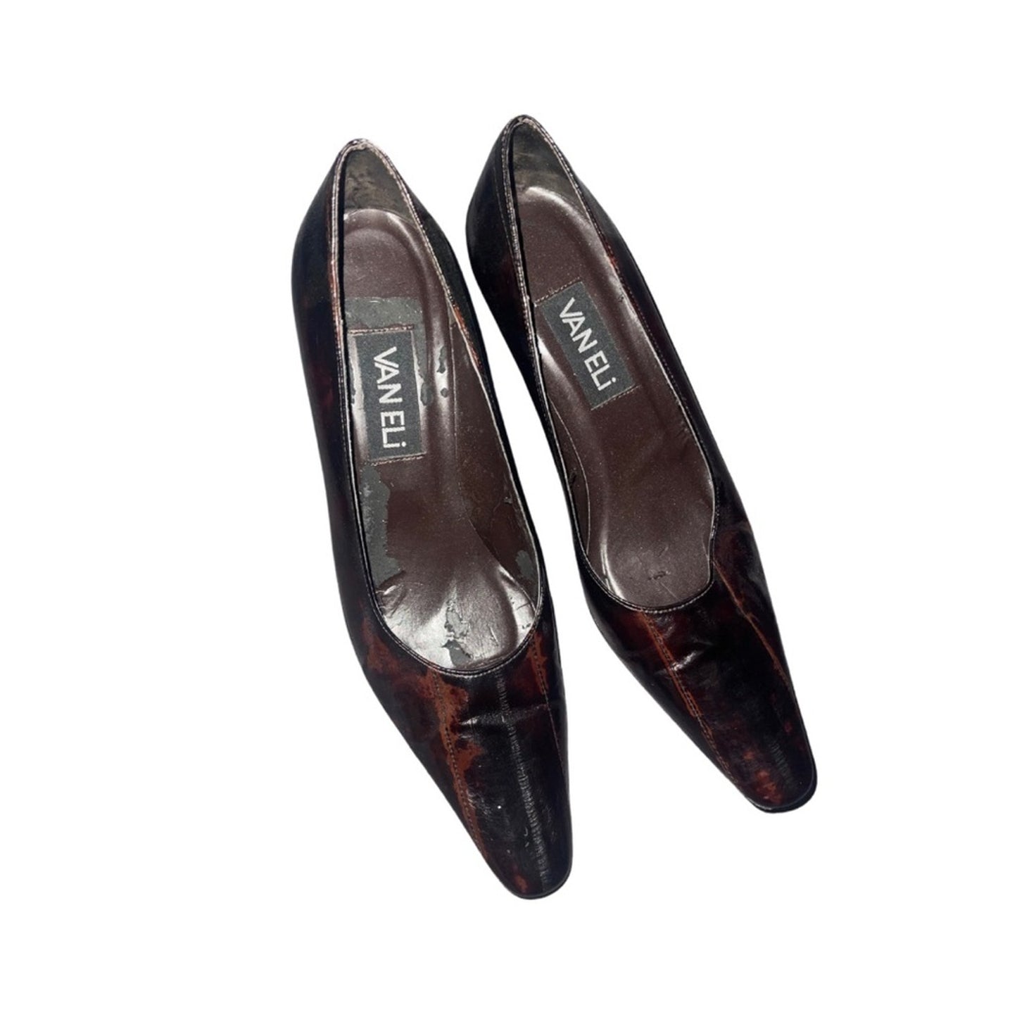 Vintage Vaneli brown leather pointed toe pumps heels