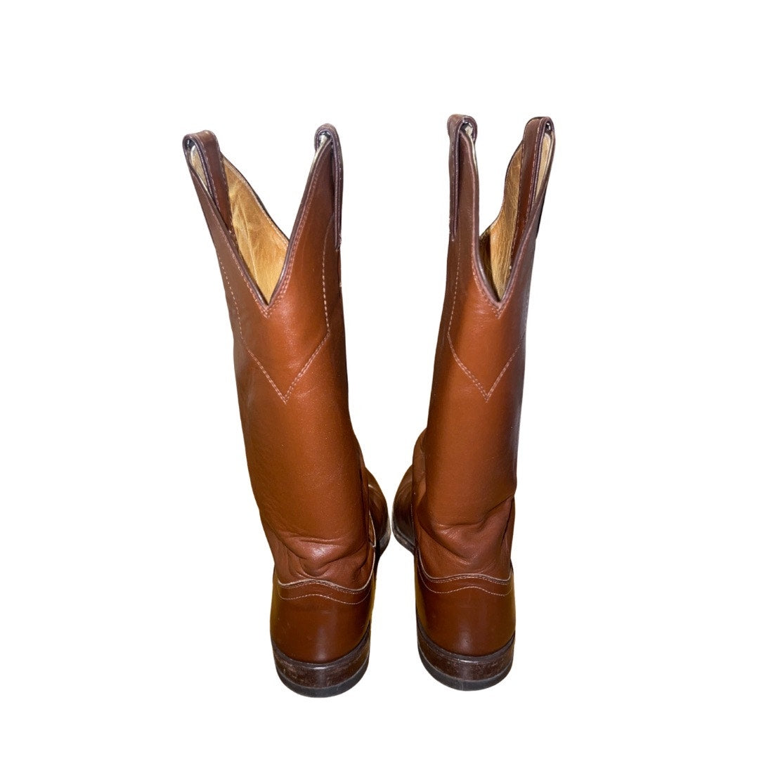 Vintage Justin Roper Cowboy Boots Western Brown Leather Mens Size 9