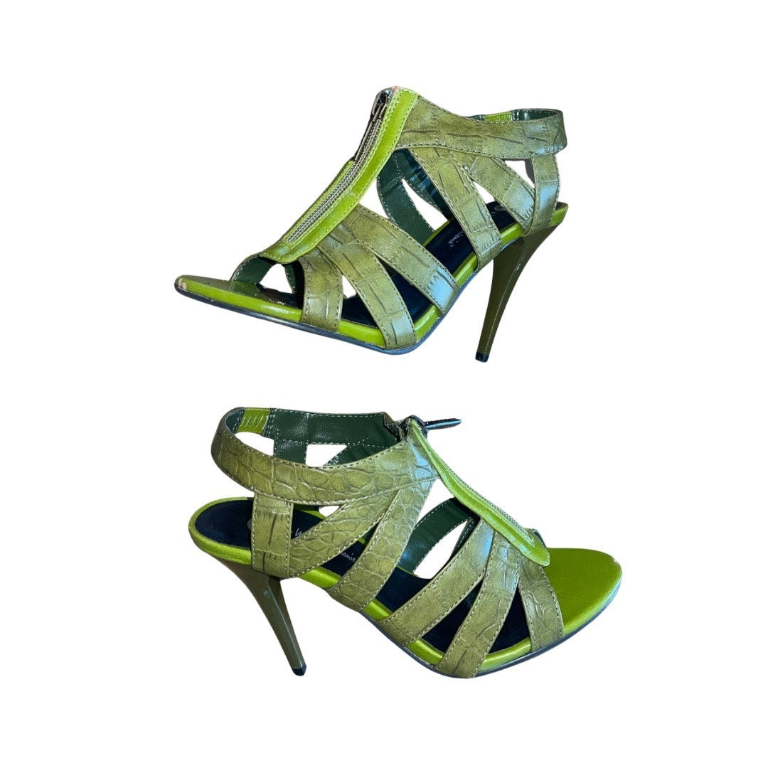 Michael Antonio Joleen Green Croc T Strap High Heels Stiletto Size 6.5 NWT