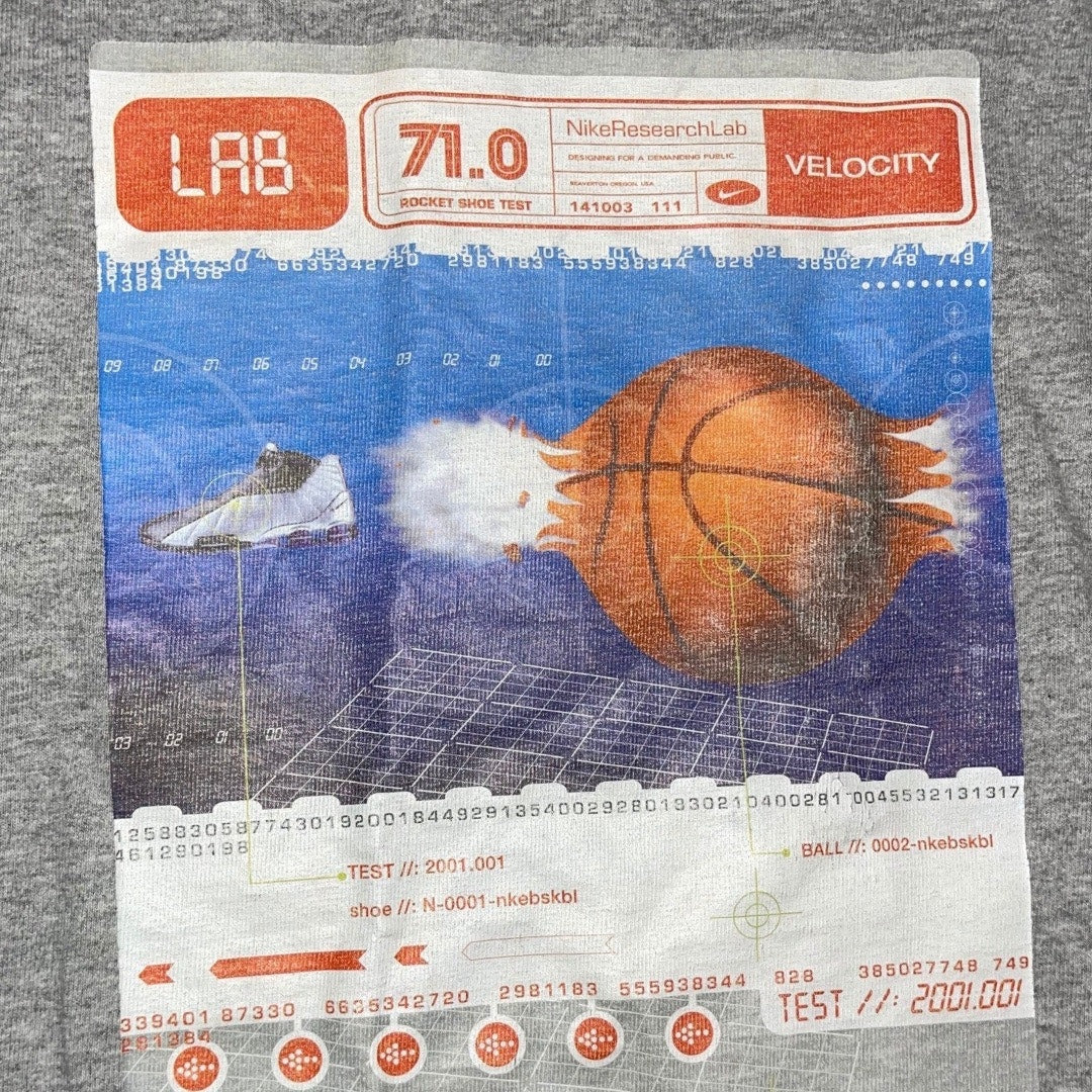 Vintage Gray Nike Research Lab Velocity Basketball Long Sleeve T-Shirt Size XXL