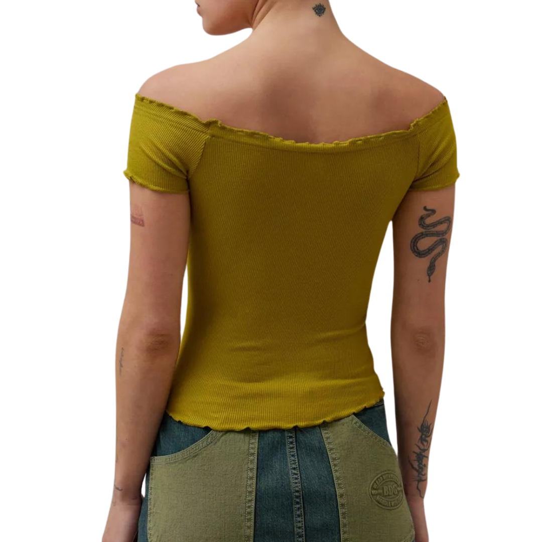 BDG Green Michelle off-the-shoulder top