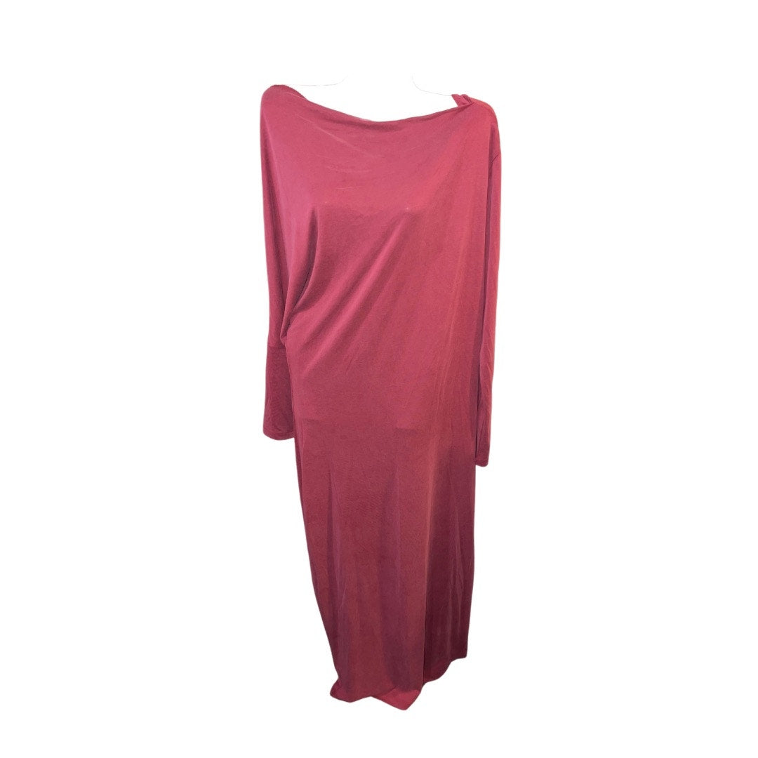 BCBGMAXAZRIA Slouchy off the shoulder asymmetrical fitted midi Dress Size L
