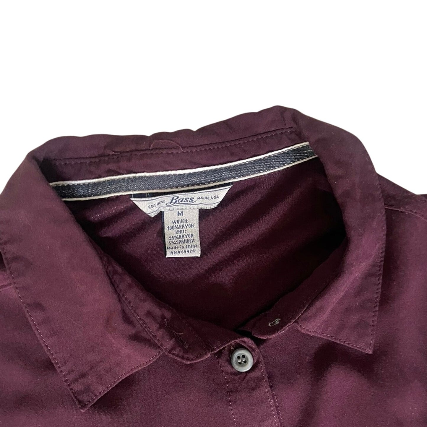 Women's Bass & Co. Burgundy Long-sleeved Button Up Blouse