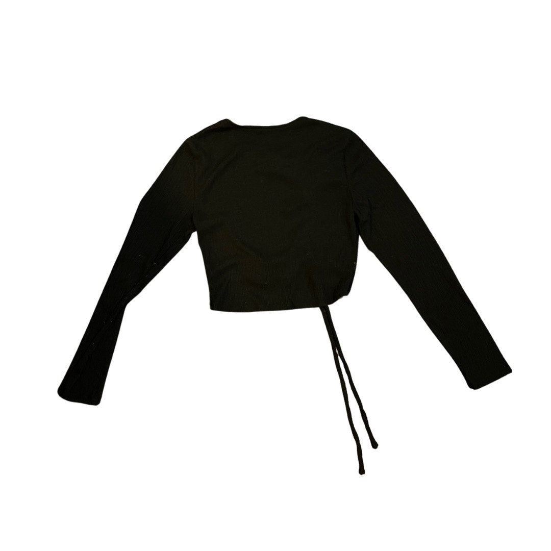 Wild Fable Long Sleeve Slim Fit Ruched Cropped Shirt Top Y2K Size L