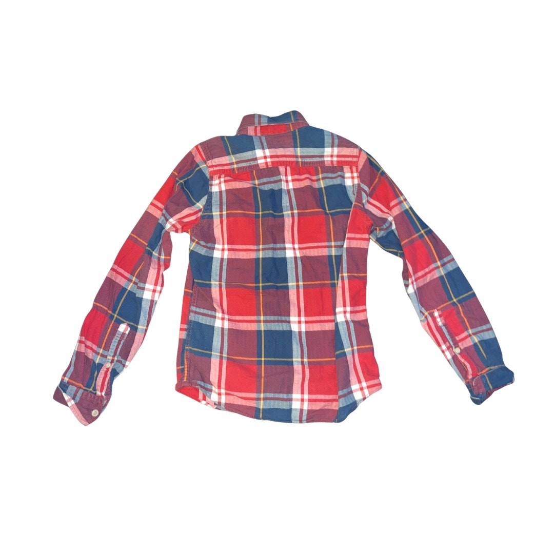 Abercrombie & Fitch Mens Plaid Checkered Collar Long Sleeve Muscle Fit Size Small