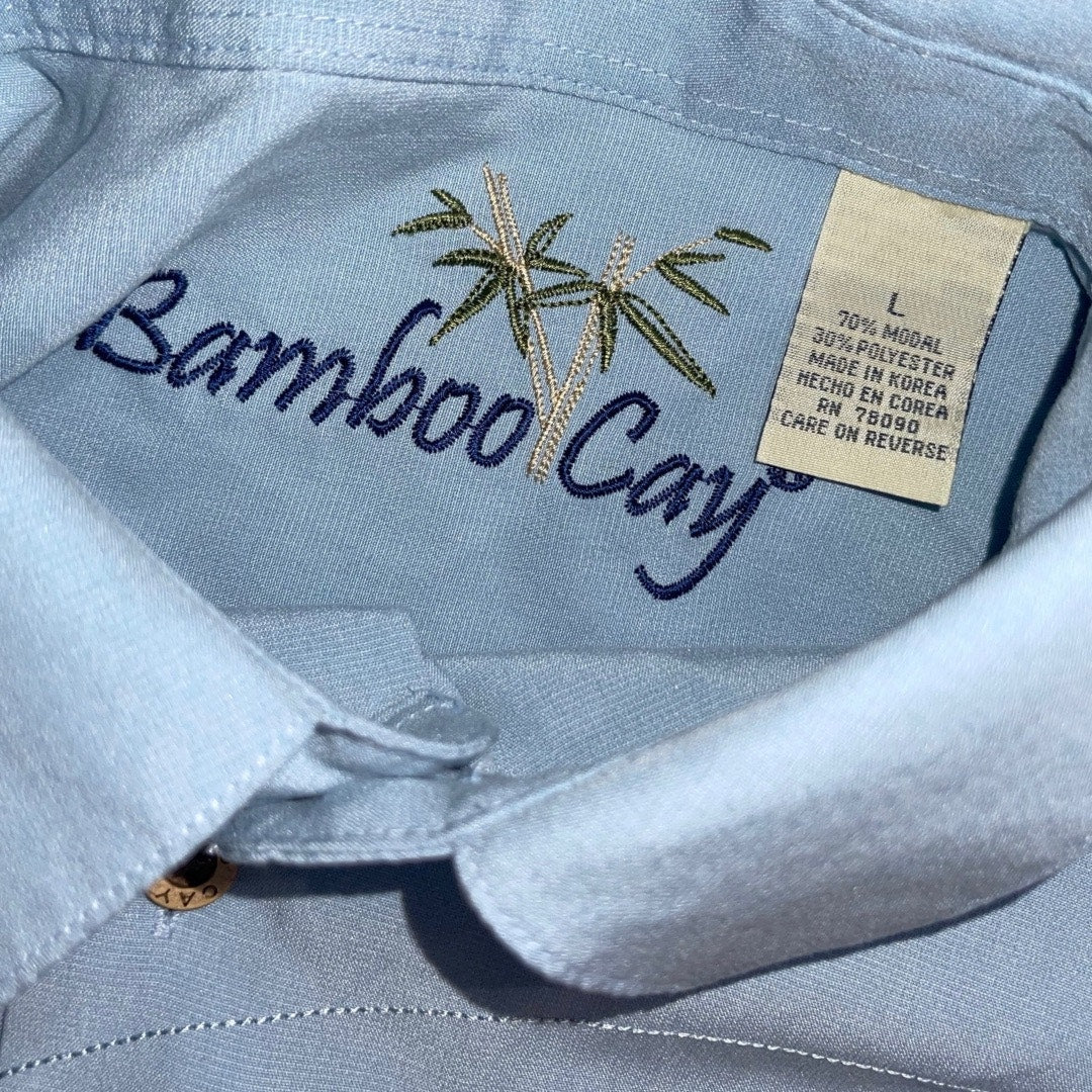 Bamboo Cay Button Up Shirt Men's Short Sleeve Hawaiian Embroidered Swordfish