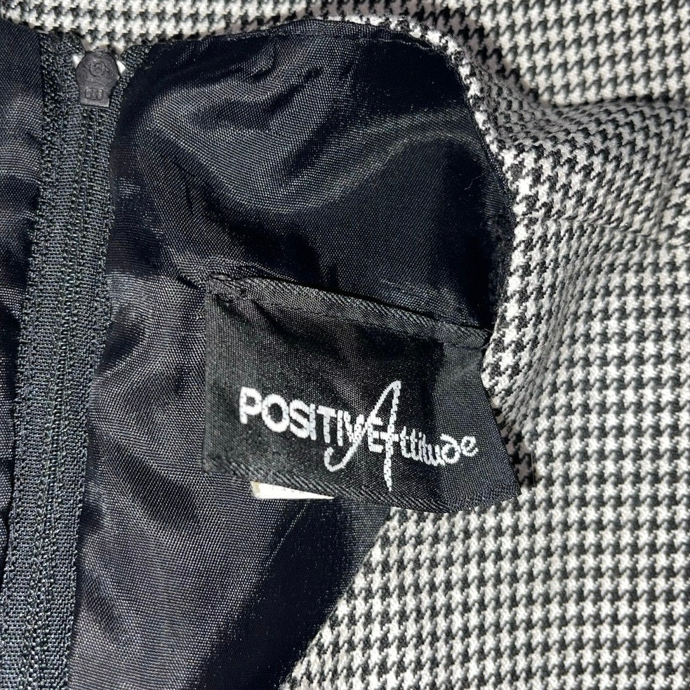 Vintage Positive Attitude Houndstooth Suit Velvet V Dessing Dress Size 6