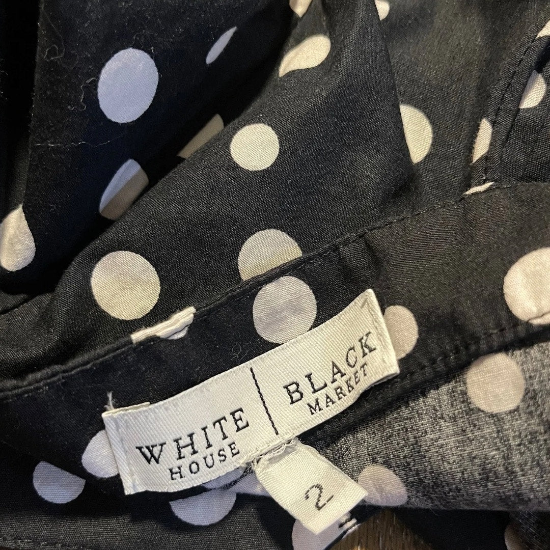 White House Black Market Mable Polka Dot Fit & Flare mini Dress Spaghetti Straps Size 2