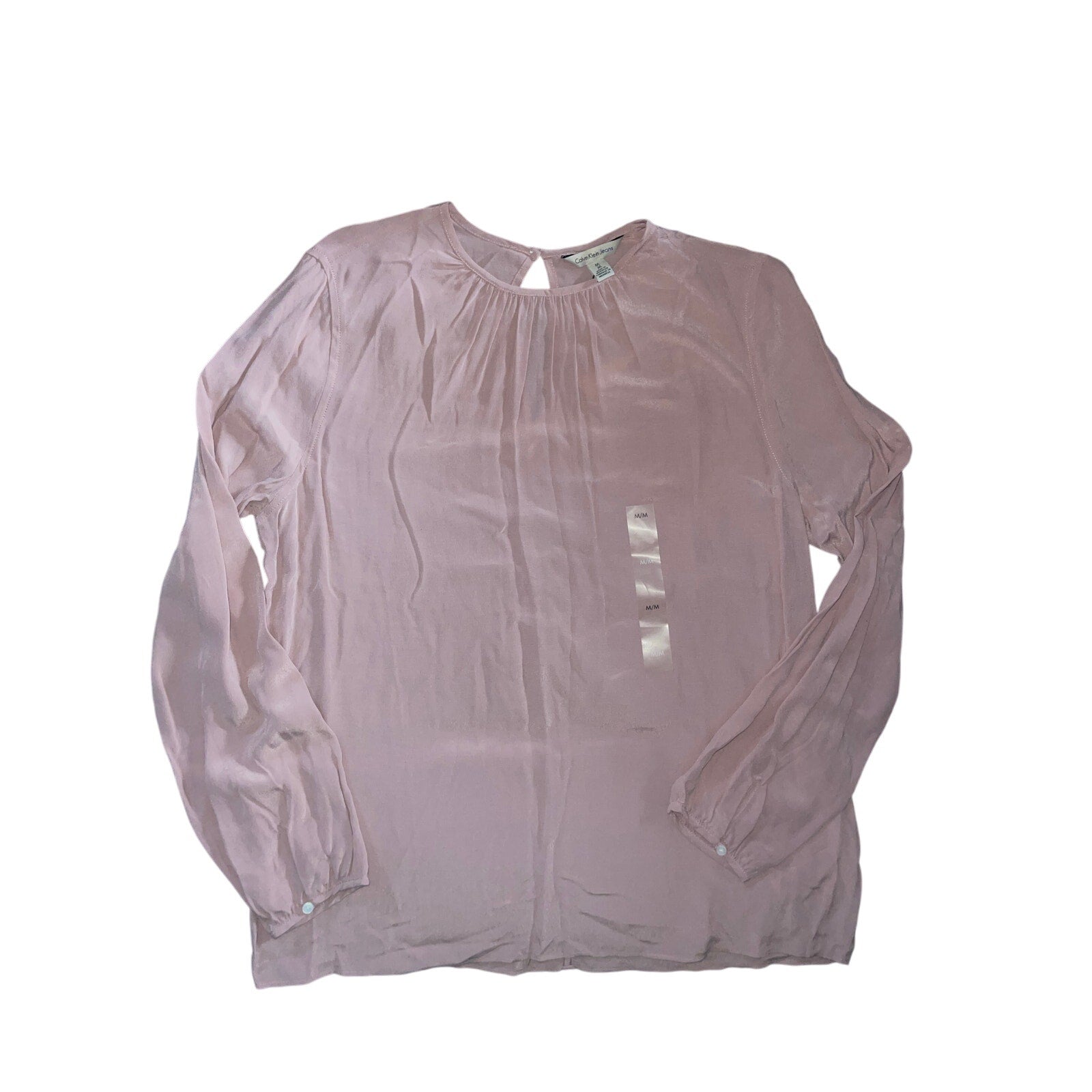 Calvin Klein Jeans long sleeve blouse Mauve Pink Size Medium Career Office NWT