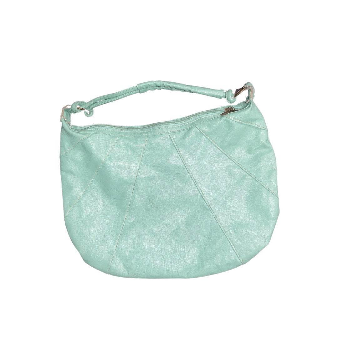 Vinyl large shoulder bag purse with outer zipper design
