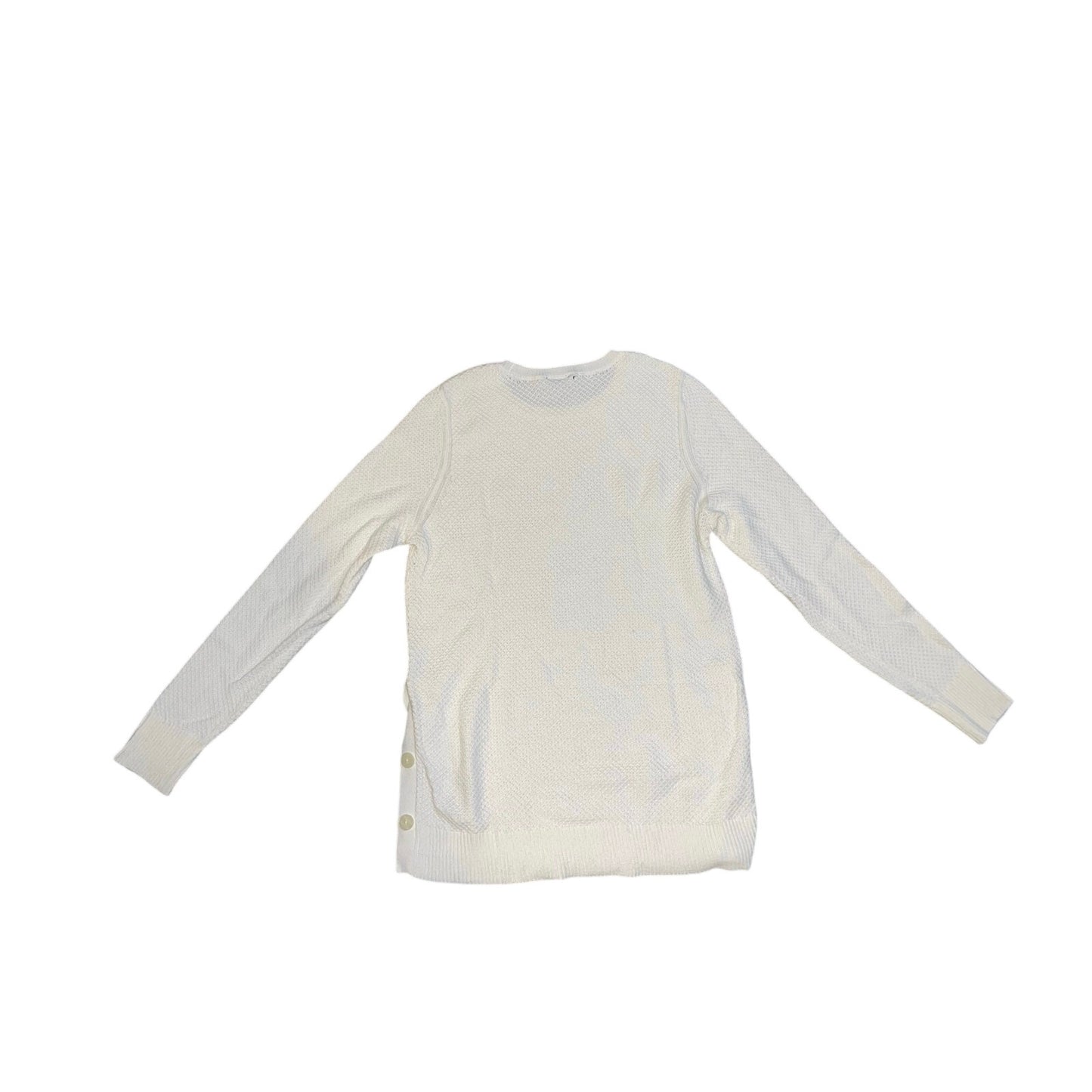 Ann Taylor Factory Ivory Button Trim Long SLeeve Waffle Knit Sweater Size Large