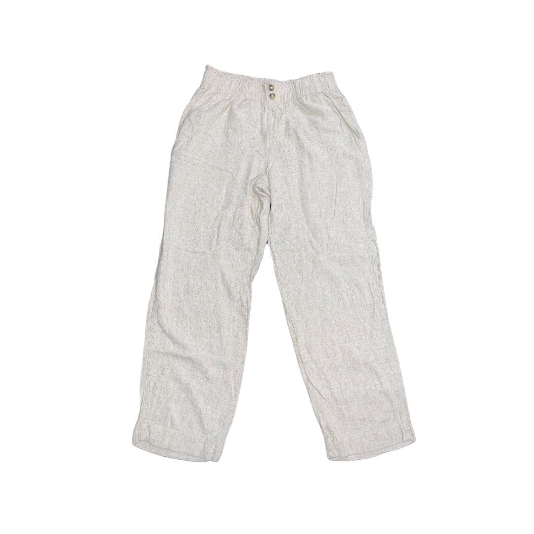 Briggs Womens Pants Elastic Waist Straight Leg Pull on Linen Blend Size Medium