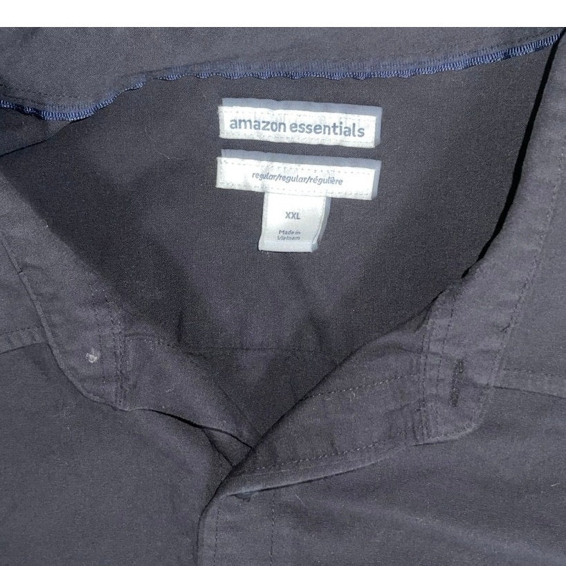 Amazon Essential Black Collar Button Up Dress Shirt