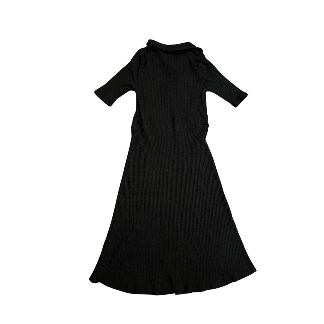 Who What Wear Women's Polo Rib Midi Dress Black Elbow Sleeve Length Size M