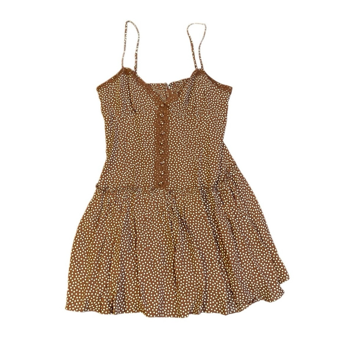 reformation brown polka dot dress Citrus Lace Trim Minidress 12 NWT Smoked B – Thrift N Things Beach Dresses & Beach __color_pink:s22165_pink Sleeve Length Color:Iridescent Royal